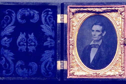 Abraham Lincoln Tintype photograph (ca. 1859-1860,) by Roderick M. Cole [of Peoria, IL], courtesy of the Gilder Lehrman Institute of American History, New York